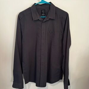 Dark gray men’s button down RVCA. Great condition.